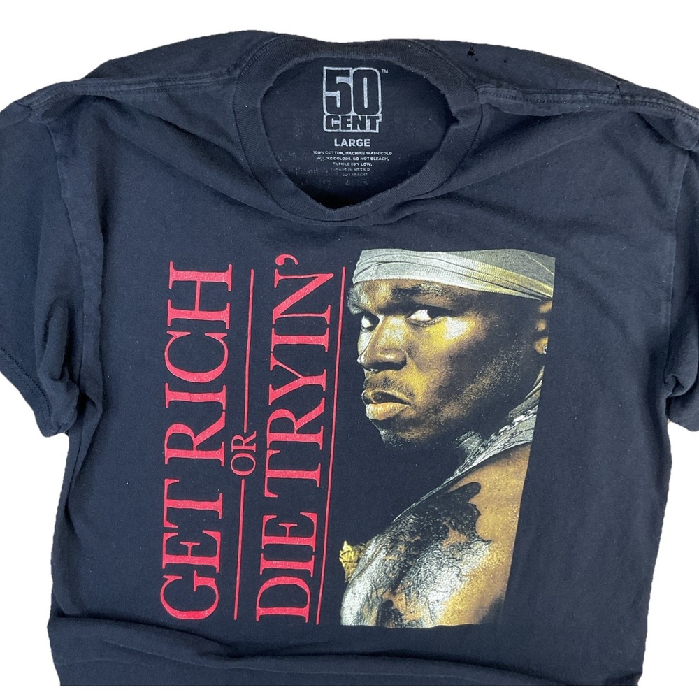 50 Cent T-Shirt‎ Get Rich Or Die Tryin' 20 Years Later Concert Graphic Tee Sz L